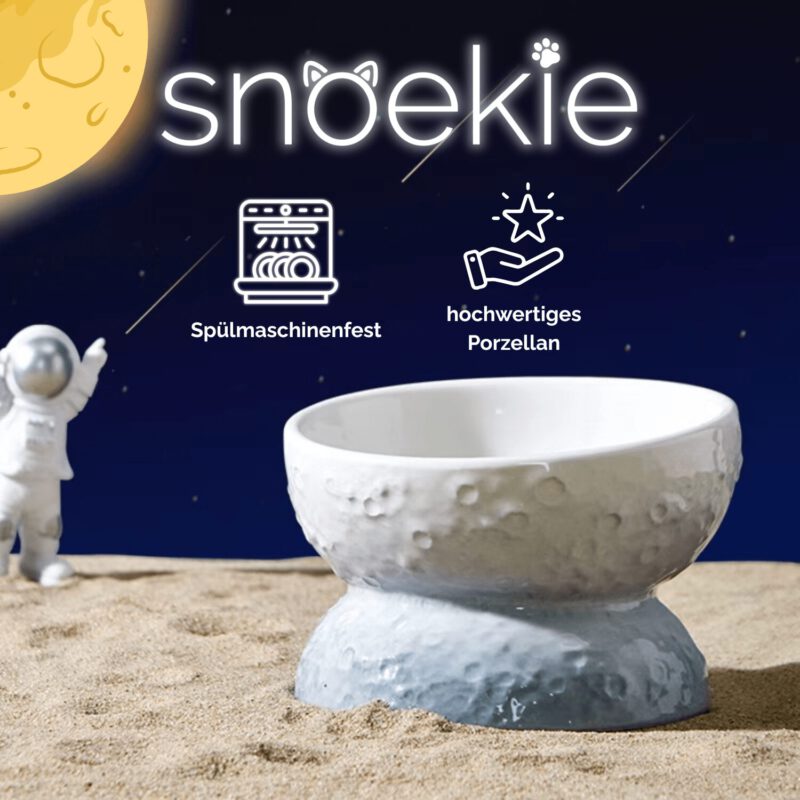 snoekie Keramik Katzennapf mit Standfuß – Erhöhter Futternapf & Wassernapf für Katzen, Rutschfest, Spülmaschinengeeignet, Modernes Design Hellblau