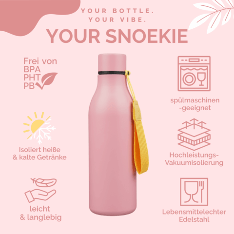 PINK Snoekie 530ml Key Points DEUTSCH Snoekie Thermosflasche 530ml rosa