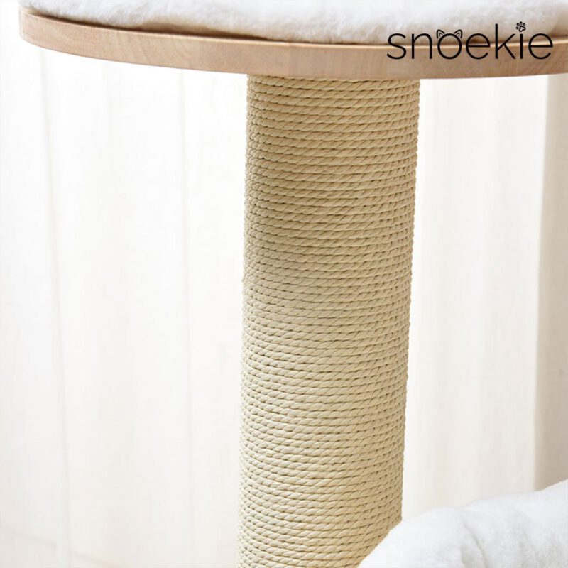 Snoekie Kompakter, moderner Kratzbaum mit Acryl-Hängeschale und Holzkubus