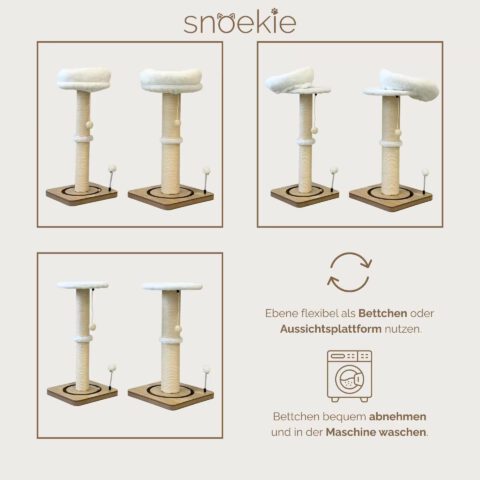a22b08eb-bdb5-4a81-ae3b-2057e1d8d3af_1920x1920.jpeg.format.jpg SNOEKIE Kratzbaum für Katzen, 78 cm hohe Kratzsäule aus Sisal mit abnehmbarem Katzenbett, MDF-Bodenplatte, Spielzeug, kompakt 33 x 33 cm, 5 kg