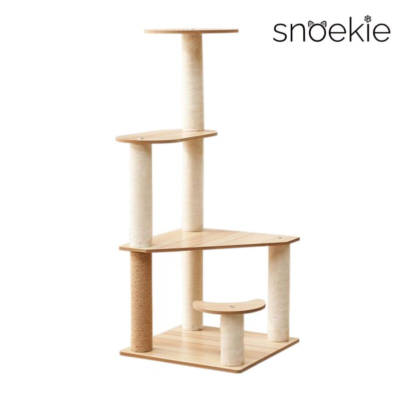 Snoekie Minimalistischer 4-Ebenen-Kratzbaum mit Acryl-Aussichtskorb