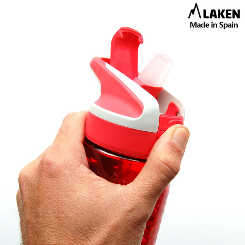 Laken Tritan Trinkflasche 450 ml – Kinderflasche mit Sicherheitsverschluss und Klappdeckel – Auslaufsicher SUMMIT SUPER HEORES