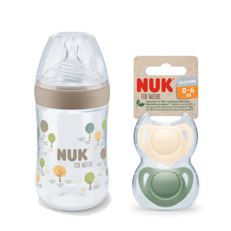 NUK for Nature Babyflasche mit Temperature Control 260ml & Silikon-Schnuller 0-6m
