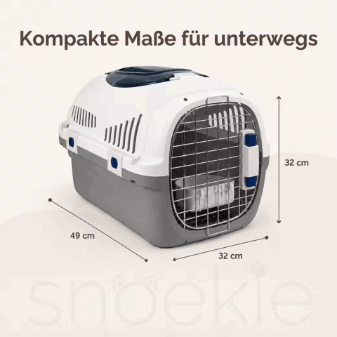 ad8084aa-1297-4072-81db-f2cb60ee46ea_1040x1040.png SNOEKIE Haustier Transportbox für Katzen & kleine Hunde – Robuste Tierbox mit aufklappbarer Dachöffnung am Tragegriff, Sichere Metalltür, Leicht & Stabil, Ideal für Auto, Reisen & Tierarzt Grau|Blau