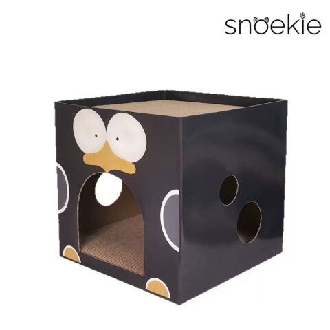Snoekie Würfel-Katzenhöhle| Katzenhaus|Kratzbrett aus Wellpappe (Schwarz)
