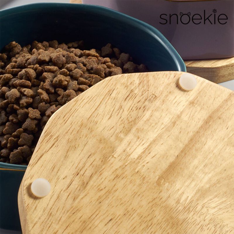 Snoekie Porzellan-Napf, 17 x 17x 6,8 cm, Spülmaschinenfest, Hochtemperaturgebrannt, Bambus Untersetzer, blau