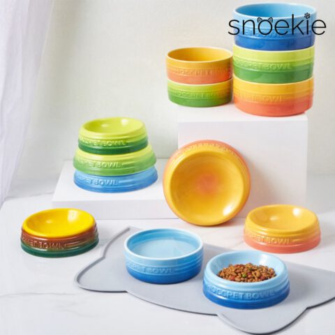 snoekie Porzellan-Haustiernapf – 13.8×13.8×5 cm, Hochtemperaturgebrannt, Spülmaschinenfest, Farbverlauf-Design