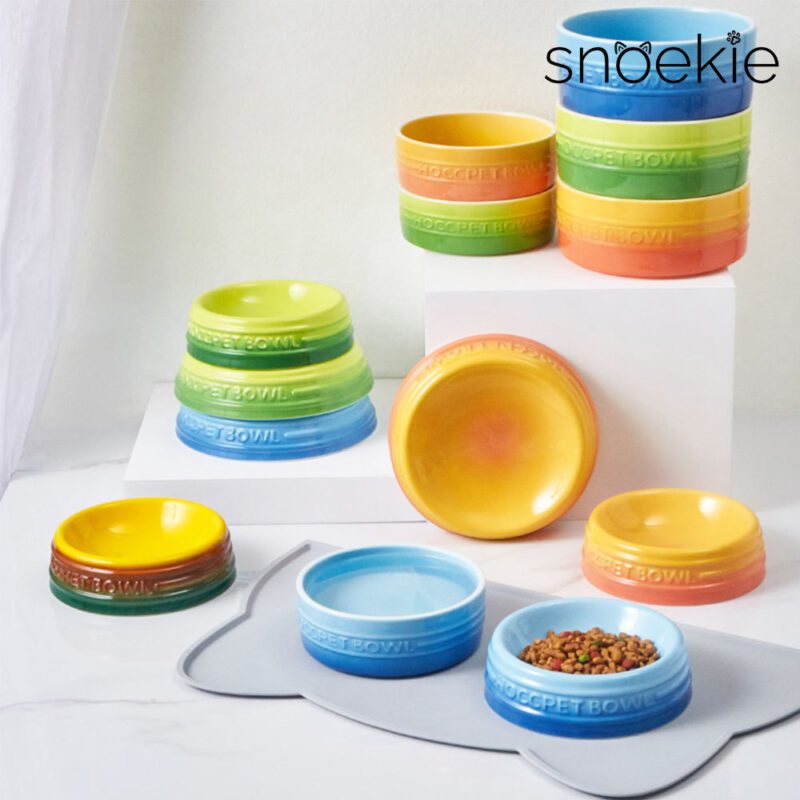 snoekie Porzellan-Haustiernapf – 13.8×13.8×5 cm, Hochtemperaturgebrannt, Spülmaschinenfest, Farbverlauf-Design