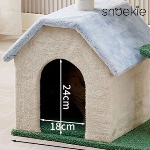 snoekie kratzbaum KT-0036 – Niedlicher Kratzbaum mit Katzenhaus, harmonische Farben, 95 cm