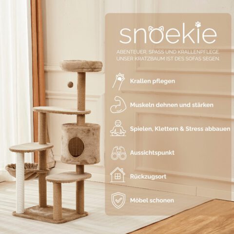 Snoekie Vielseitiger Kratzbaum mit Kuschelhöhle und Hängemulde