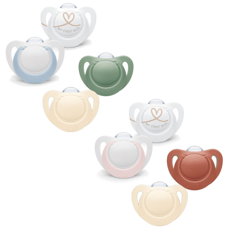 NUK 2x Star Silikon-Schnuller 0-2 mit 2x NUK for Nature Silikon-Schnuller