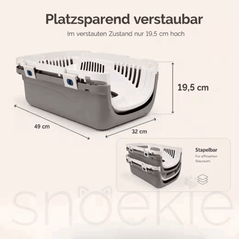 c7948c3b-eb12-4e7a-a88c-247469dfd632_1040x1040.png SNOEKIE Haustier Transportbox für Katzen & kleine Hunde – Robuste Tierbox mit aufklappbarer Dachöffnung am Tragegriff, Sichere Metalltür, Leicht & Stabil, Ideal für Auto, Reisen & Tierarzt Grau|Blau