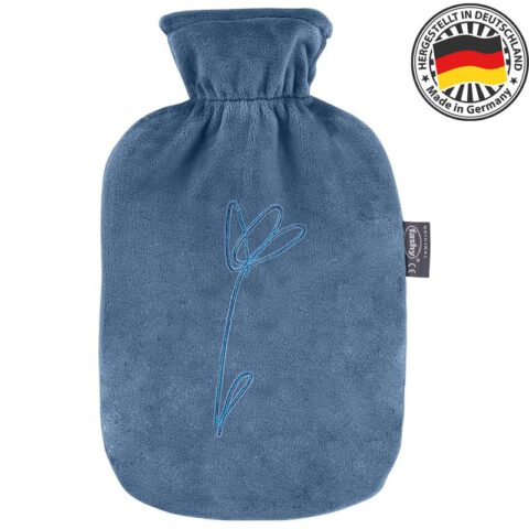 Fashy Wärmflasche 2,0L mit Plüschbezug mit gesticktem Dutch Iris, 67397 58