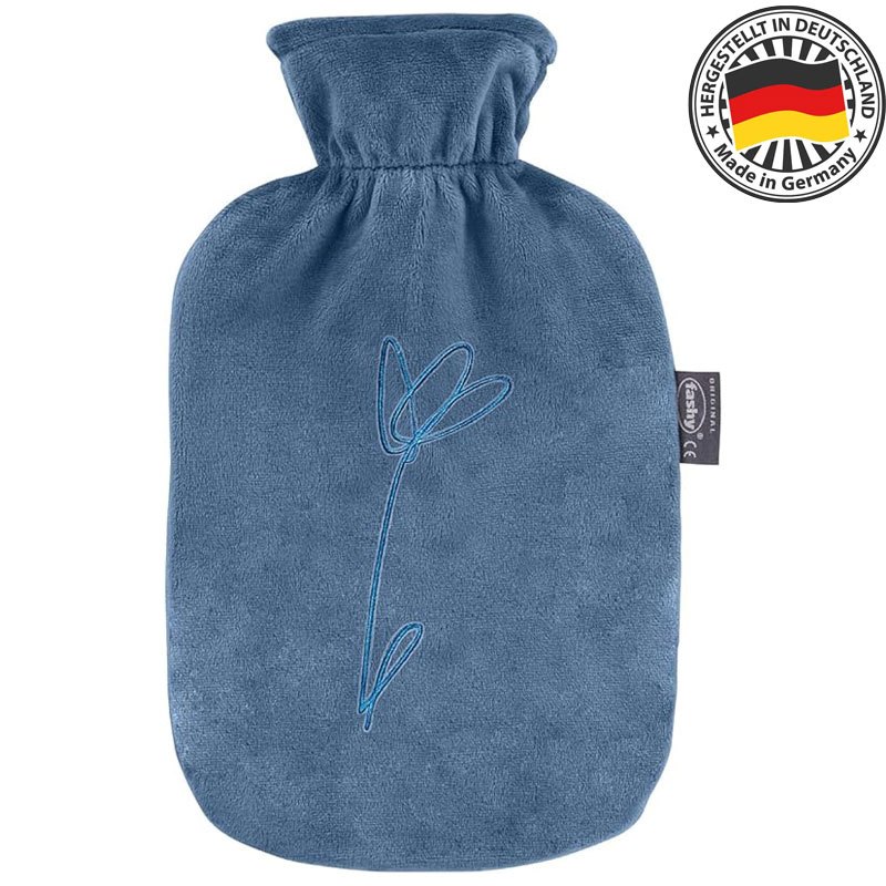 Fashy Wärmflasche 2,0L mit Plüschbezug mit gesticktem Dutch Iris, 67397 58