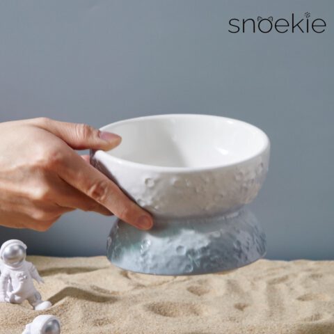 snoekie Keramik Katzennapf mit Standfuß – Erhöhter Futternapf & Wassernapf für Katzen, Rutschfest, Spülmaschinengeeignet, Modernes Design Hellblau