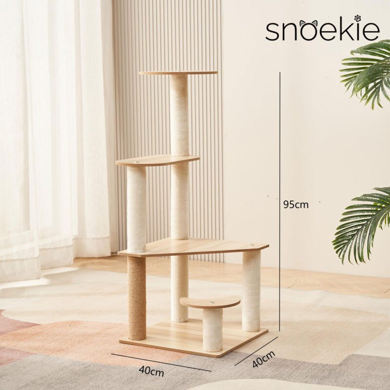 Snoekie Minimalistischer 4-Ebenen-Kratzbaum mit Acryl-Aussichtskorb