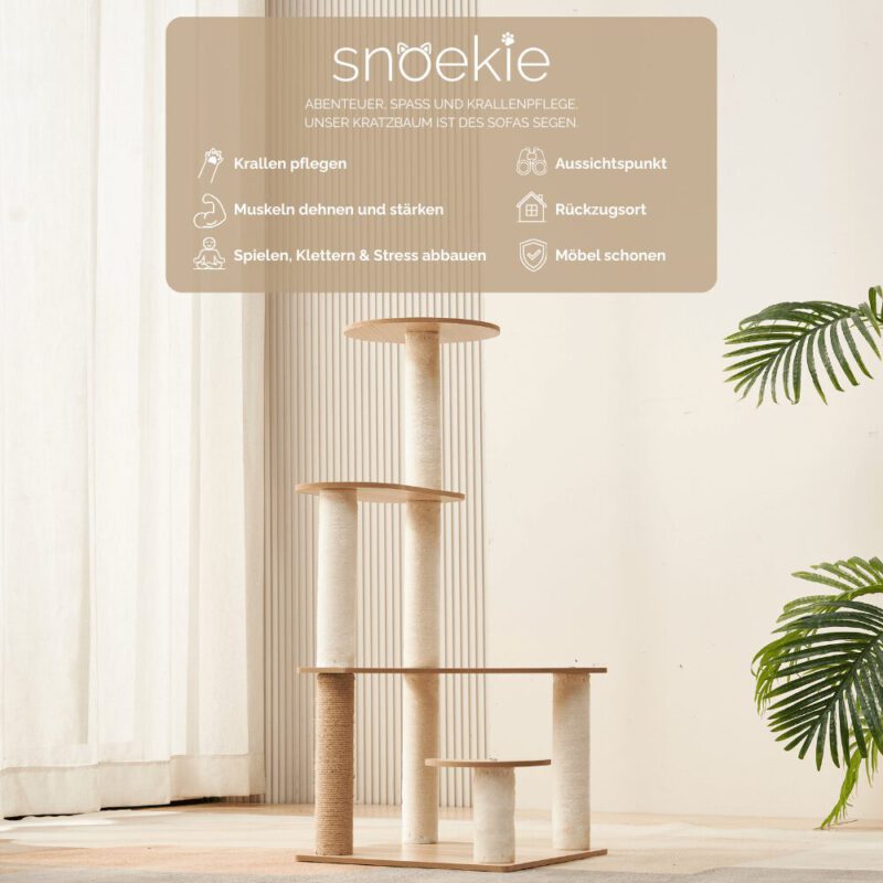 Snoekie Minimalistischer 4-Ebenen-Kratzbaum mit Acryl-Aussichtskorb