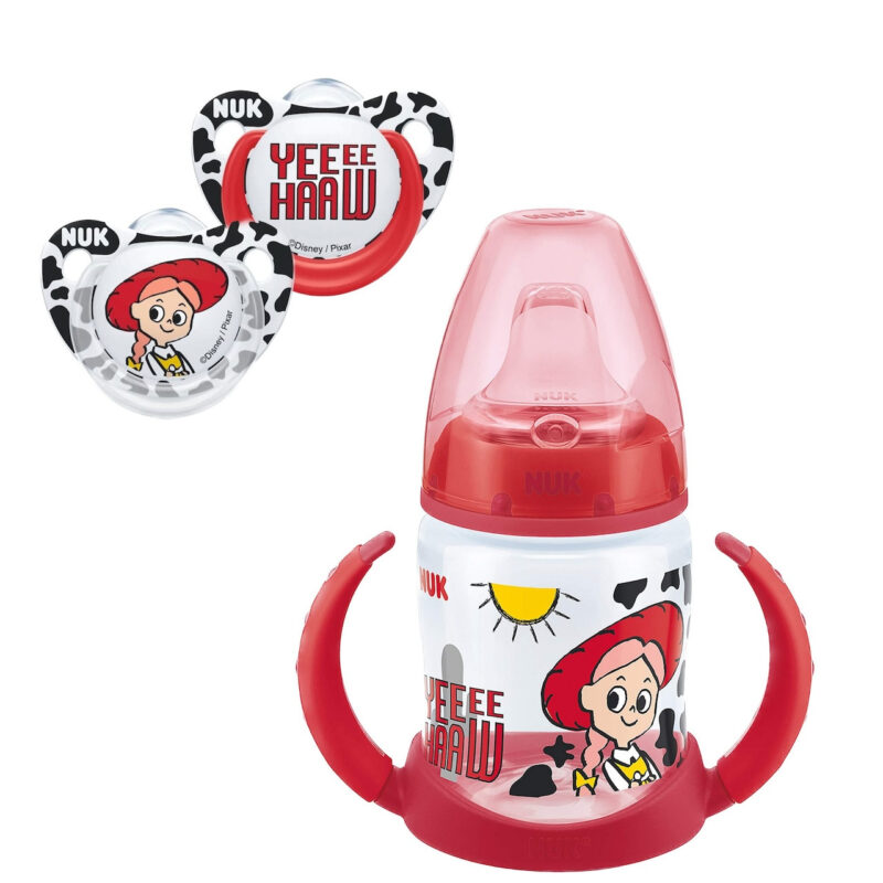 NUK Toy Story Baby Schnuller + Trinklernflasche 150ml Vorteilset 6-18M BPA frei