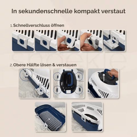 d7aa02f4-64e1-4734-a5b1-fa842af80b75_1040x1040.jpg SNOEKIE Haustier Transportbox für Katzen & kleine Hunde – Robuste Tierbox mit aufklappbarer Dachöffnung am Tragegriff, Sichere Metalltür, Leicht & Stabil, Ideal für Auto, Reisen & Tierarzt Blau
