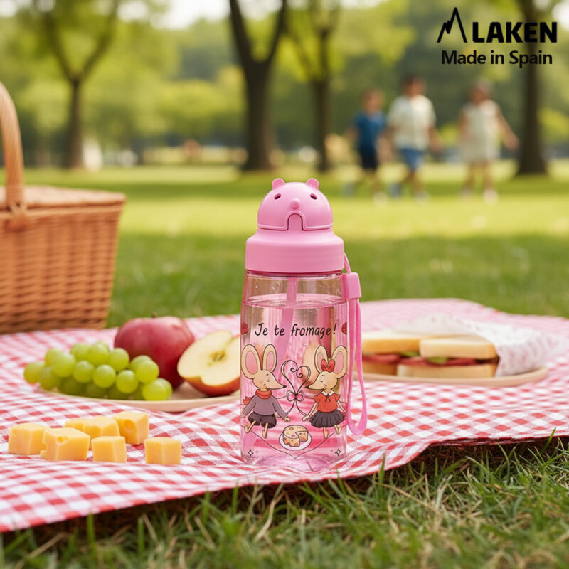 Laken Tritan-Trinkflasche 450ml mit Strohhalm und Deckel OBY FROMAGE