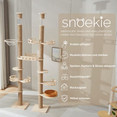 Snoekie Luxuriöser, Deckenhoher Kratzbaum mit Mehreren Ebenen