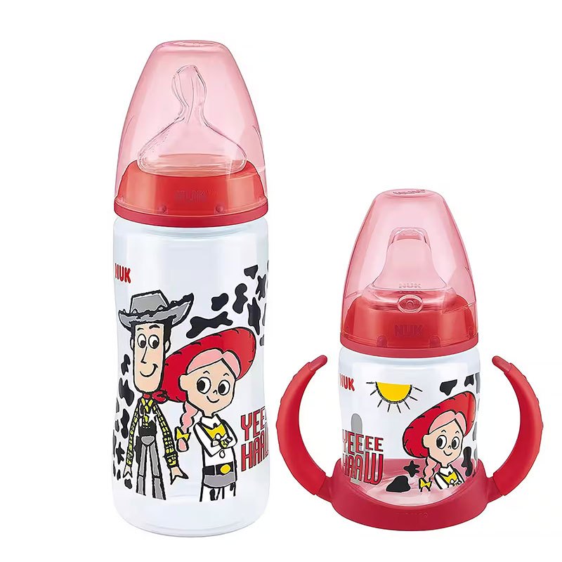 Babyflasche NUK First Choice, 6-18 Monate, 300 ml&NUK Puuh First Choice Trinklernflasche 150ml mit