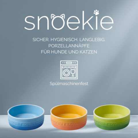 snoekie Porzellan-Haustiernapf – 13.8×13.8×5 cm, Hochtemperaturgebrannt, Spülmaschinenfest, Farbverlauf-Design