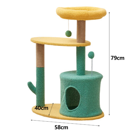 Snoekie Farbenfroher Design-Kratzbaum in Kaktus-Form mit Höhle