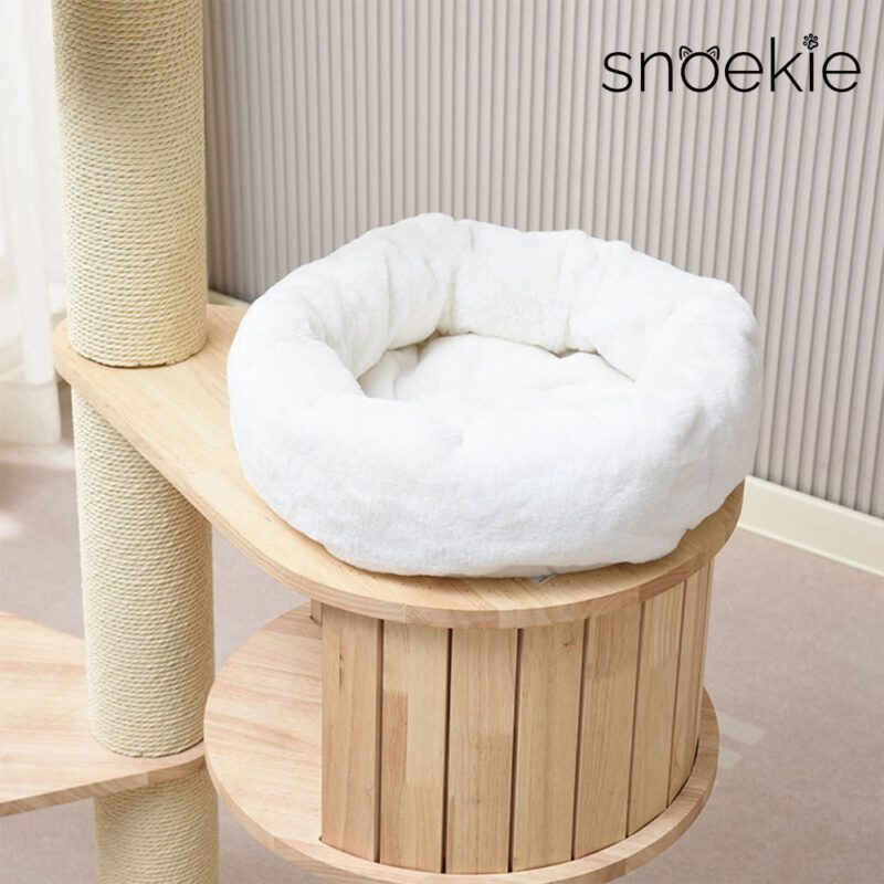 Snoekie Kompakter, moderner Kratzbaum mit Acryl-Hängeschale und Holzkubus