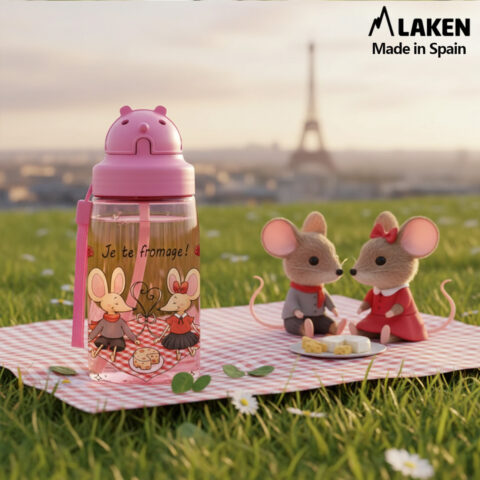 Laken Tritan-Trinkflasche 450ml mit Strohhalm und Deckel OBY FROMAGE