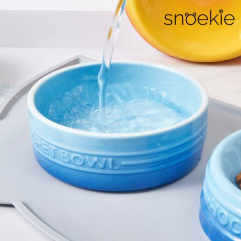 snoekie Porzellan-Haustiernapf – 13.8×13.8×5 cm, Hochtemperaturgebrannt, Spülmaschinenfest, Farbverlauf-Design
