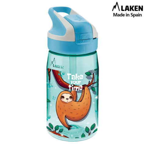 Laken Tritan Trinkflasche 450 ml – Kinderflasche mit Sicherheitsverschluss und Klappdeckel – Auslaufsicher SUMMIT LAZY
