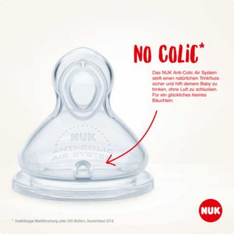 NUK Glas-Babyflasche"First Choice+" mit Silikon Sauger extrafein gelocht , 120 ml