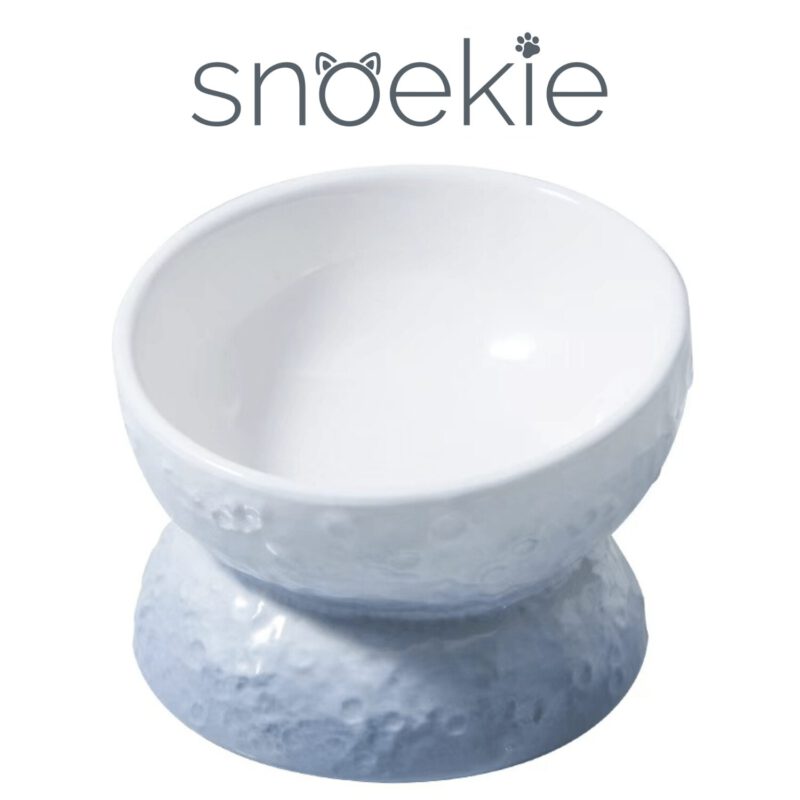 snoekie Keramik Katzennapf mit Standfuß – Erhöhter Futternapf & Wassernapf für Katzen, Rutschfest, Spülmaschinengeeignet, Modernes Design Hellblau